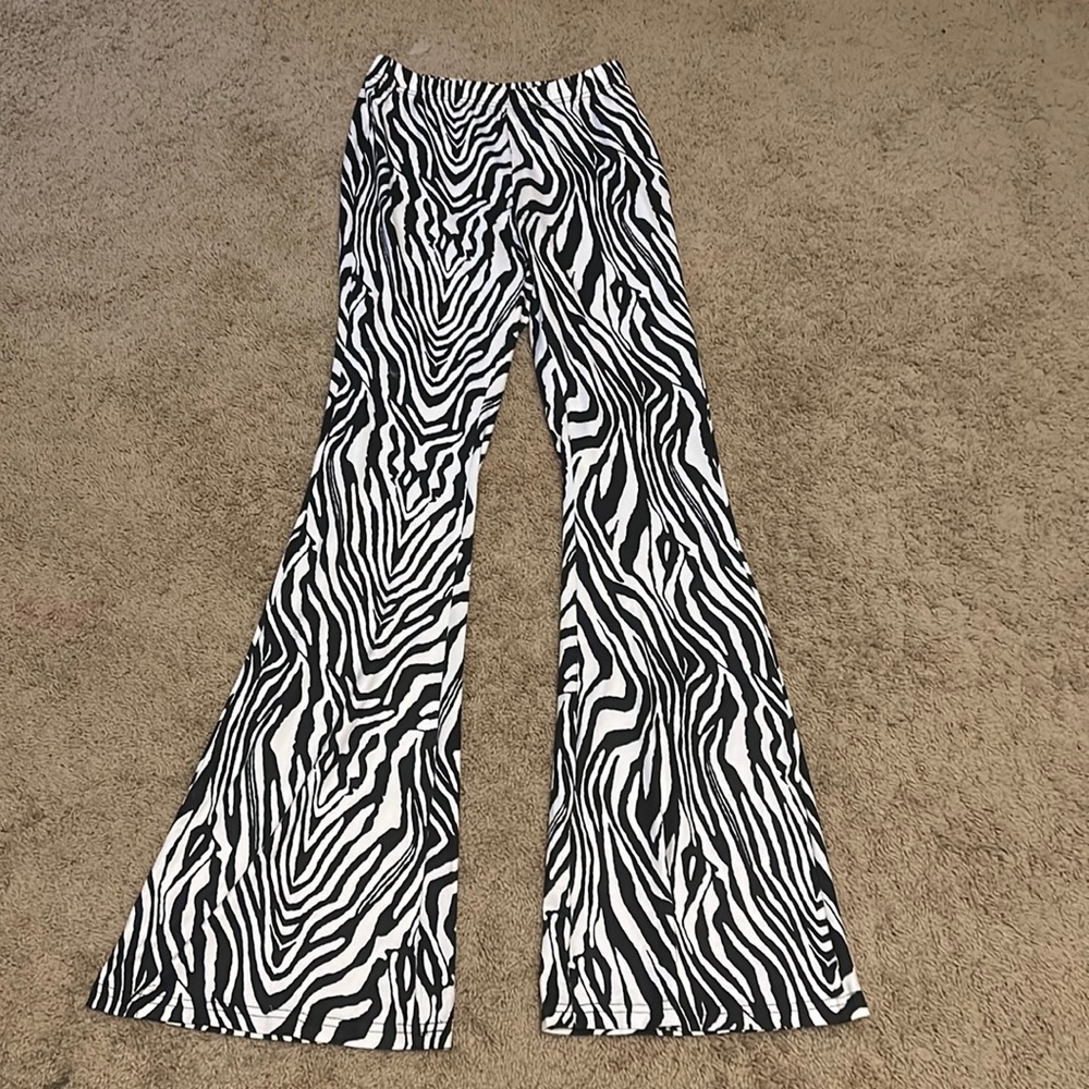 NWOT Zebra Print Flare Pants